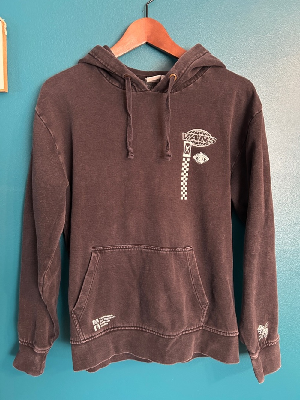 Vans Acid Washed Black Hoodie with Graphics Dice / Eye